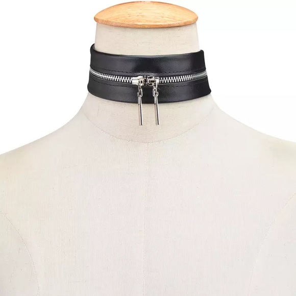New! Black Punk Zipper Choker - Picture 5 of 8